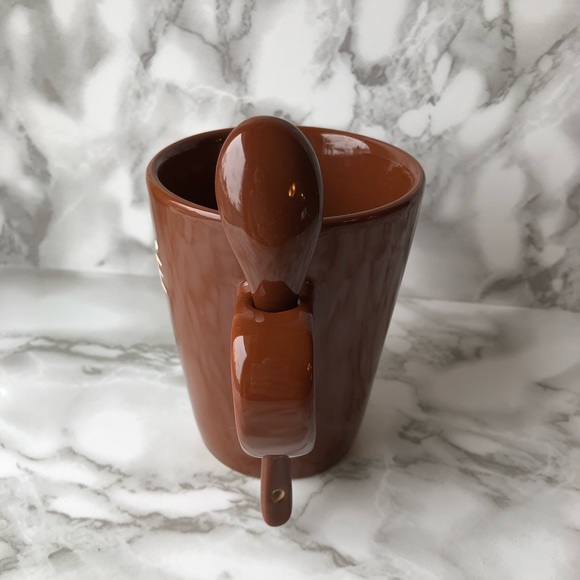 Milk Chocolate Brown Cafe Coffee Cup with a Built-In Matching Spoon - Picture 2 of 8